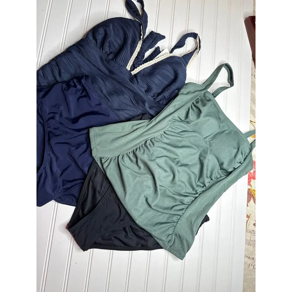 NWT Cupshe Lot of 4 Tankini & Swim Bottoms Swimsuit Bathing Suit Beach Summer L
